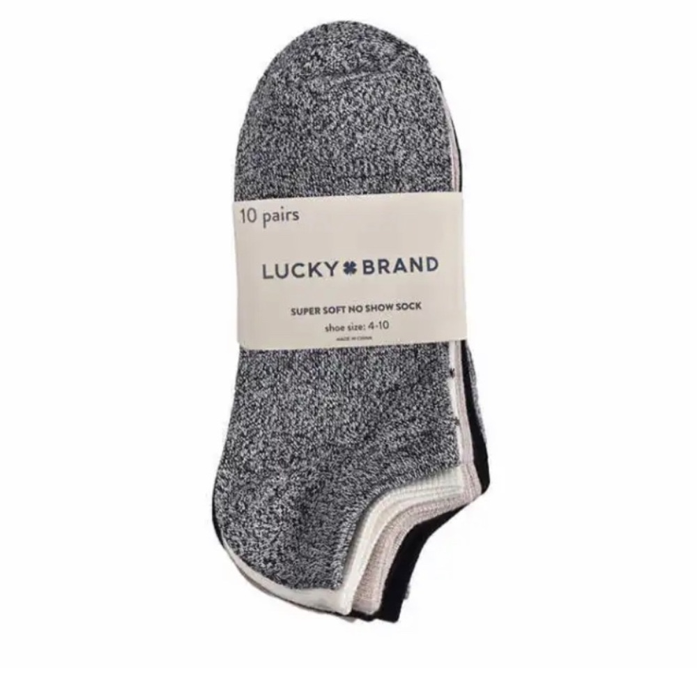 Lucky Brand Ladies Super Soft No Show Sock,10-Pair (C) Size: 4 - 10 Select Color